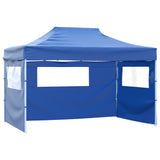 Vidaxl Party tent with 3 side walls foldable 3x4 m steel blue