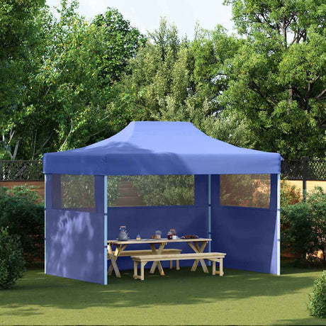 Vidaxl partytent met 3 zijwanden inklapbaar 3x4 m staal blauw