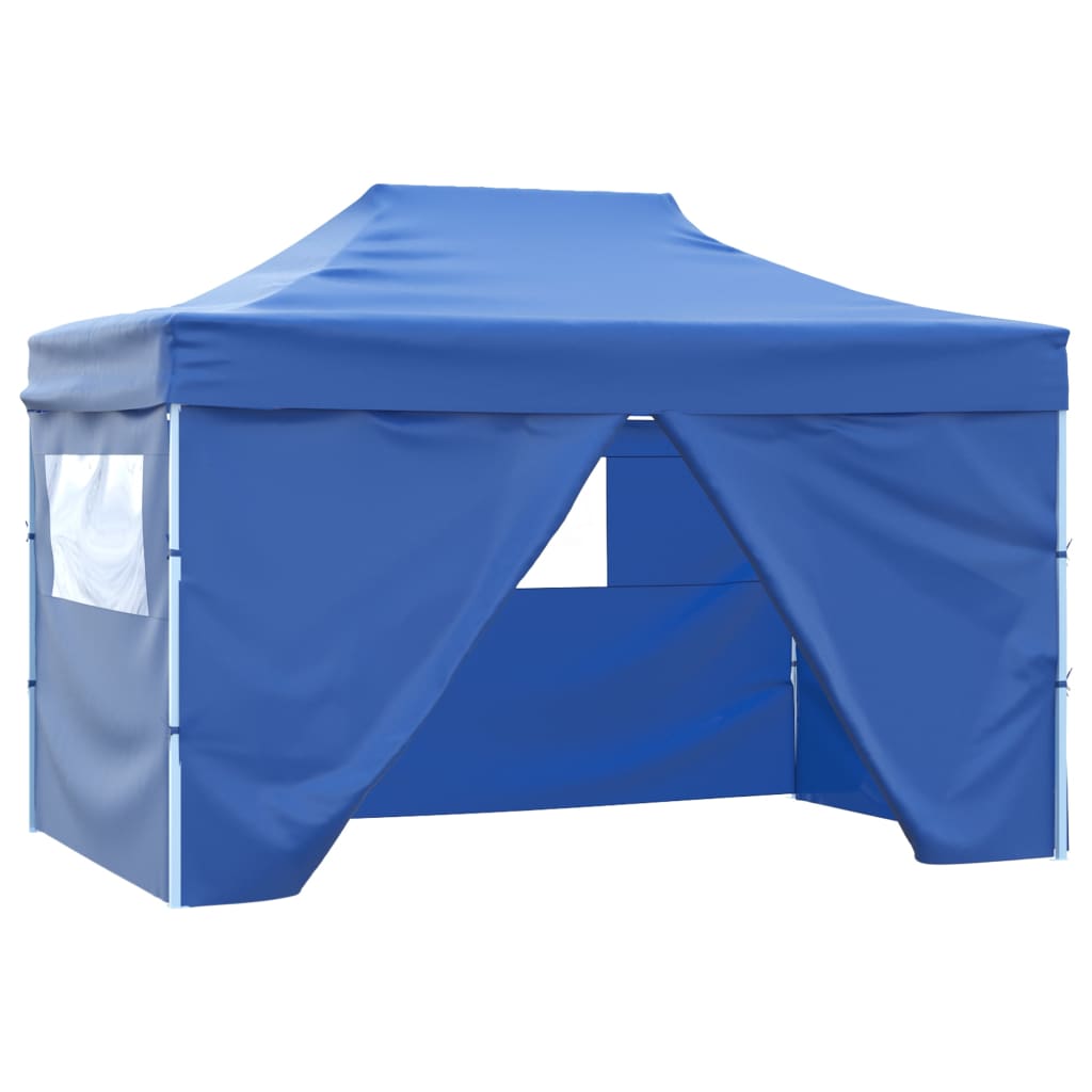 Vidaxl partytent met 4 zijwanden inklapbaar 3x4 m staal blauw