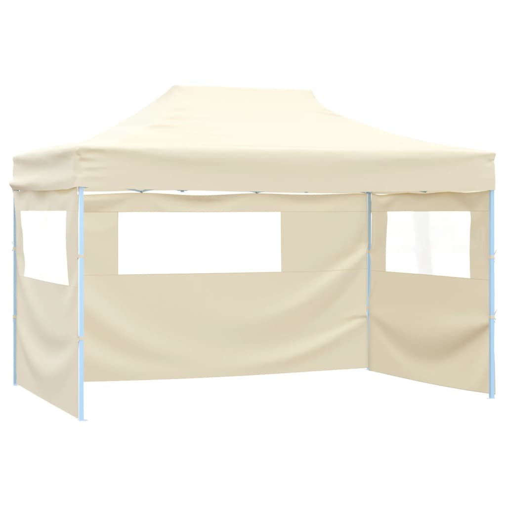 Vidaxl partytent met 3 zijwanden inklapbaar 3x4 m staal crème