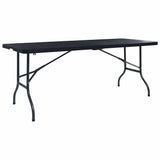 Vidaxl tuintafel inklapbaar 180x75x72 cm hdpe en kunstrattan zwart