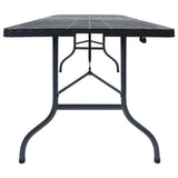 Vidaxl tuintafel inklapbaar 180x75x72 cm hdpe en kunstrattan zwart