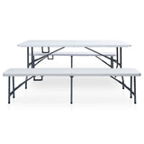 Vidaxl tuintafel met 2 bankjes inklapbaar 180 cm staal en hdpe wit