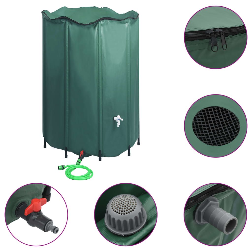 Vidaxl Rain Barrel fällbart med TAP 1250 L