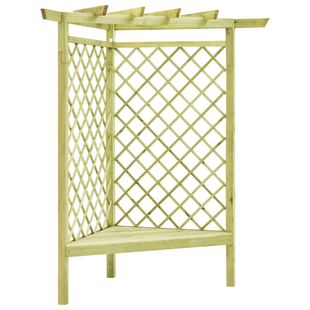 Vidaxl hjørne pergola med sæde 130x130x197 cm imprægneret fyrretræ