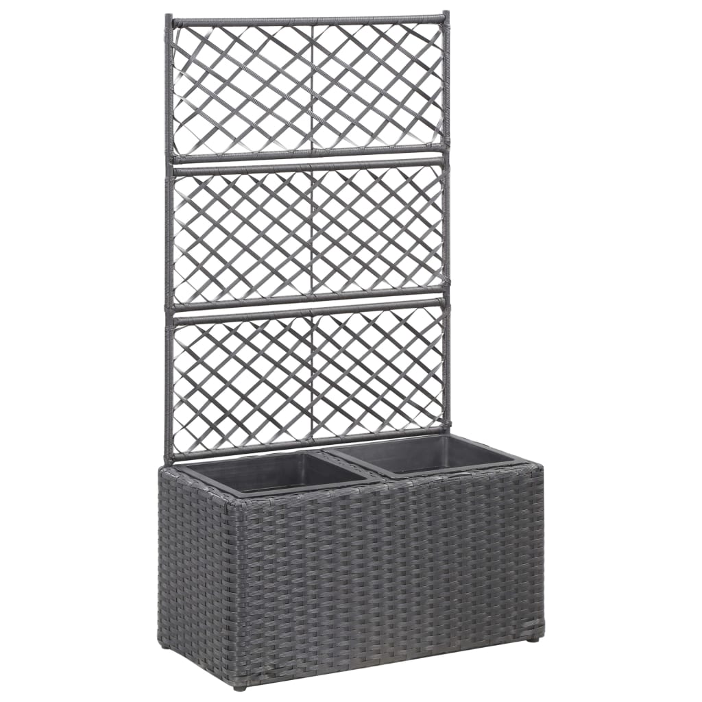 Vidaxl latwerkplantenbak verhoogd met potten 58x30x107 cm rattan zwart