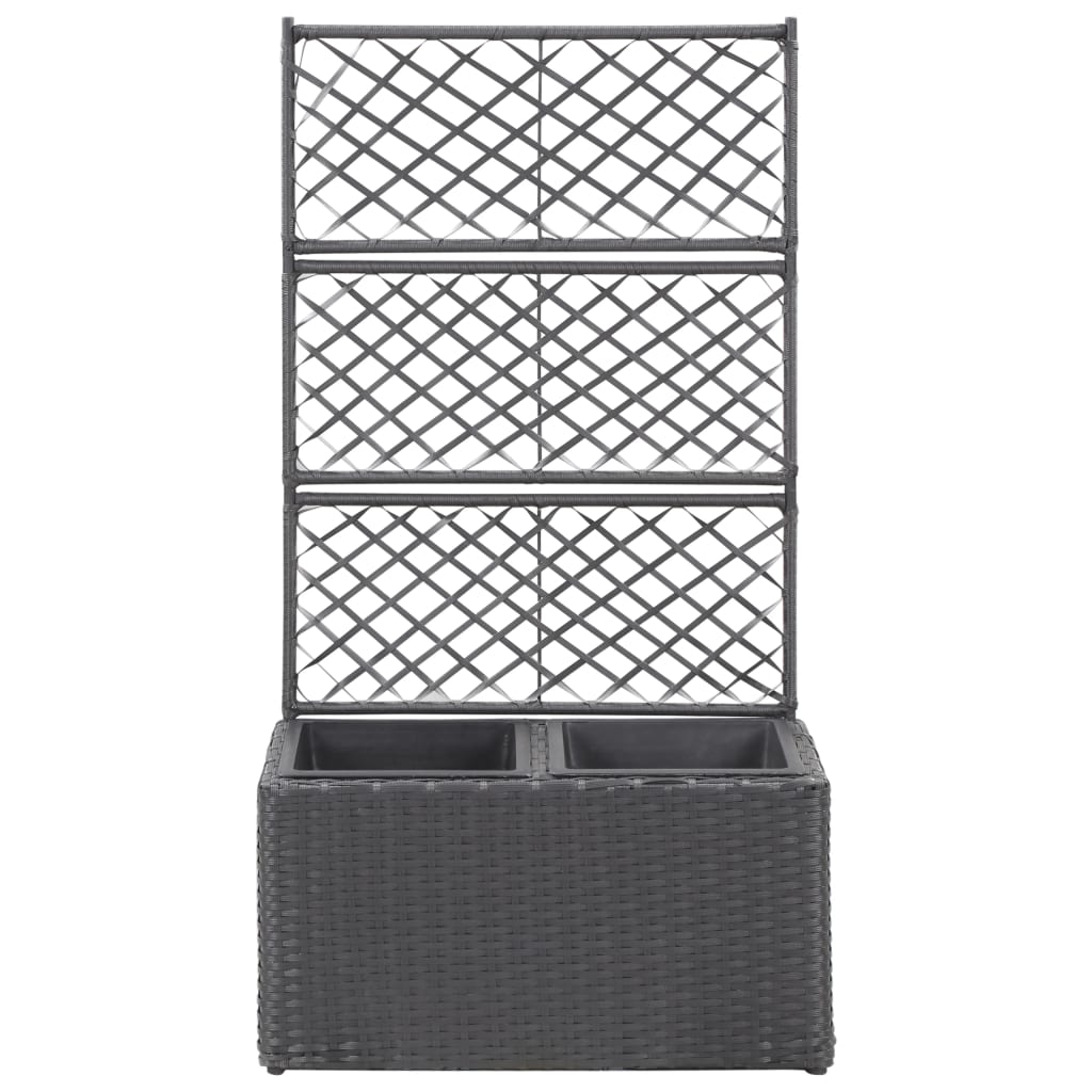 Vidaxl Latwerkplantenbak podniesiony z doniczkami 58x30x107 cm rattan czarny