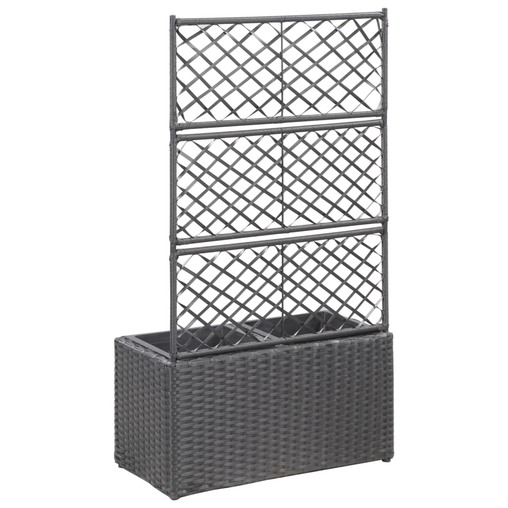 Vidaxl Latwerkplantenbak uppvuxen med krukor 58x30x107 cm rattan svart