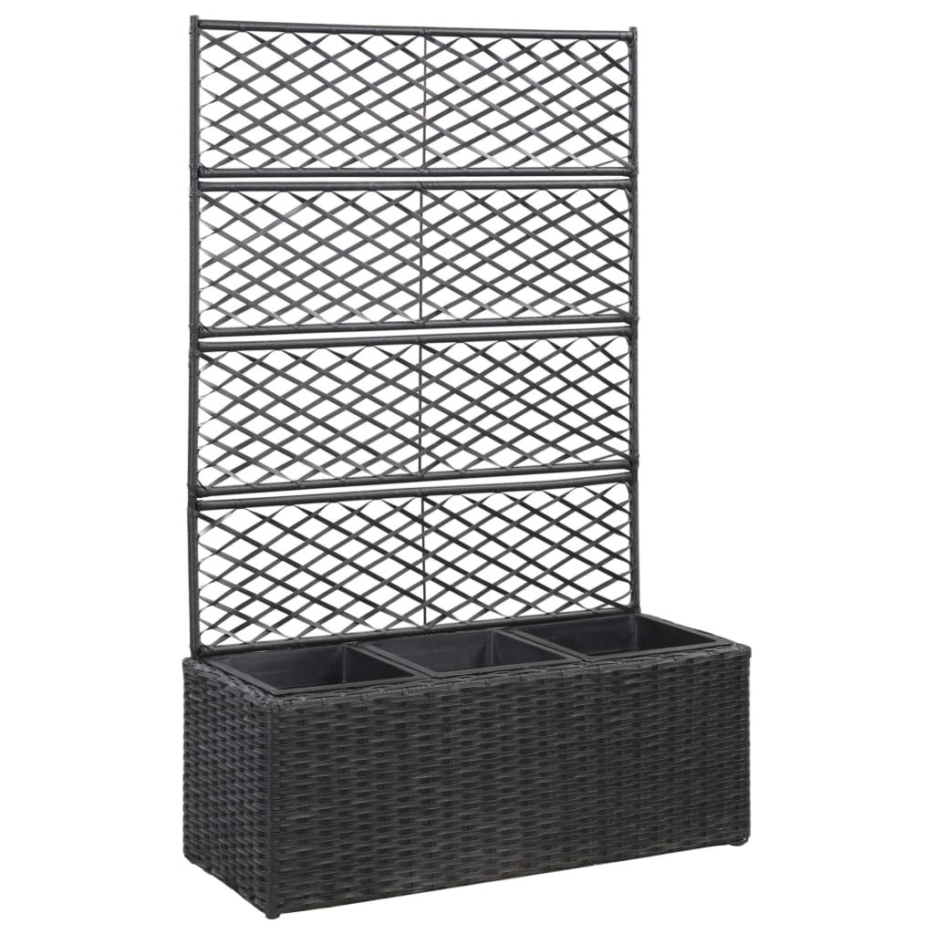 Vidaxl Latwerkplantenbak mit Töpfen 83x30x130 cm Rattan Schwarz