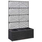 Vidaxl Latwerkplantenbak hevet med potter 83x30x130 cm Rattan Black