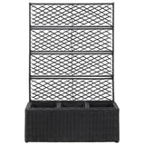 Vidaxl latwerkplantenbak verhoogd met potten 83x30x130 cm rattan zwart