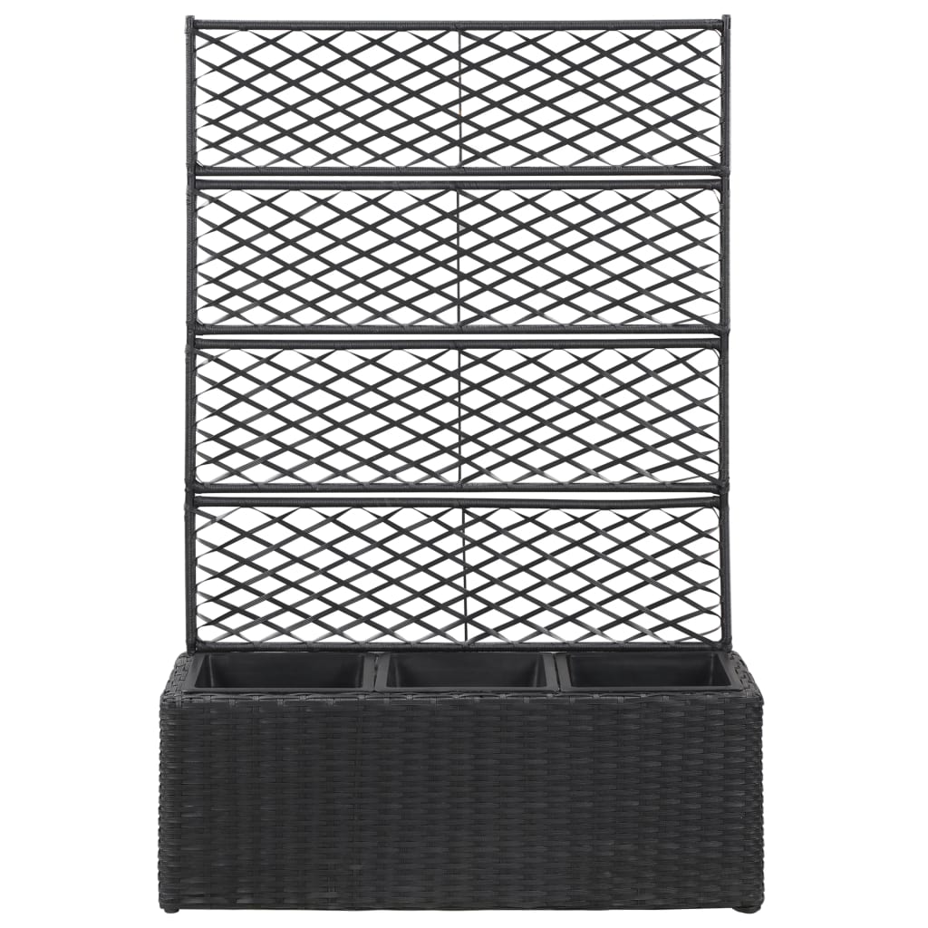 Vidaxl latwerkplantenbak criado con macetas 83x30x130 cm rattan negro