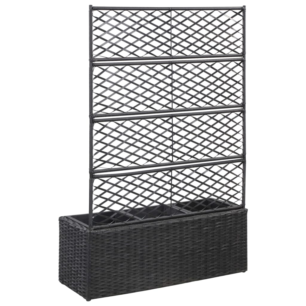 Vidaxl Latwerkplantenbak uppvuxen med krukor 83x30x130 cm rattan svart