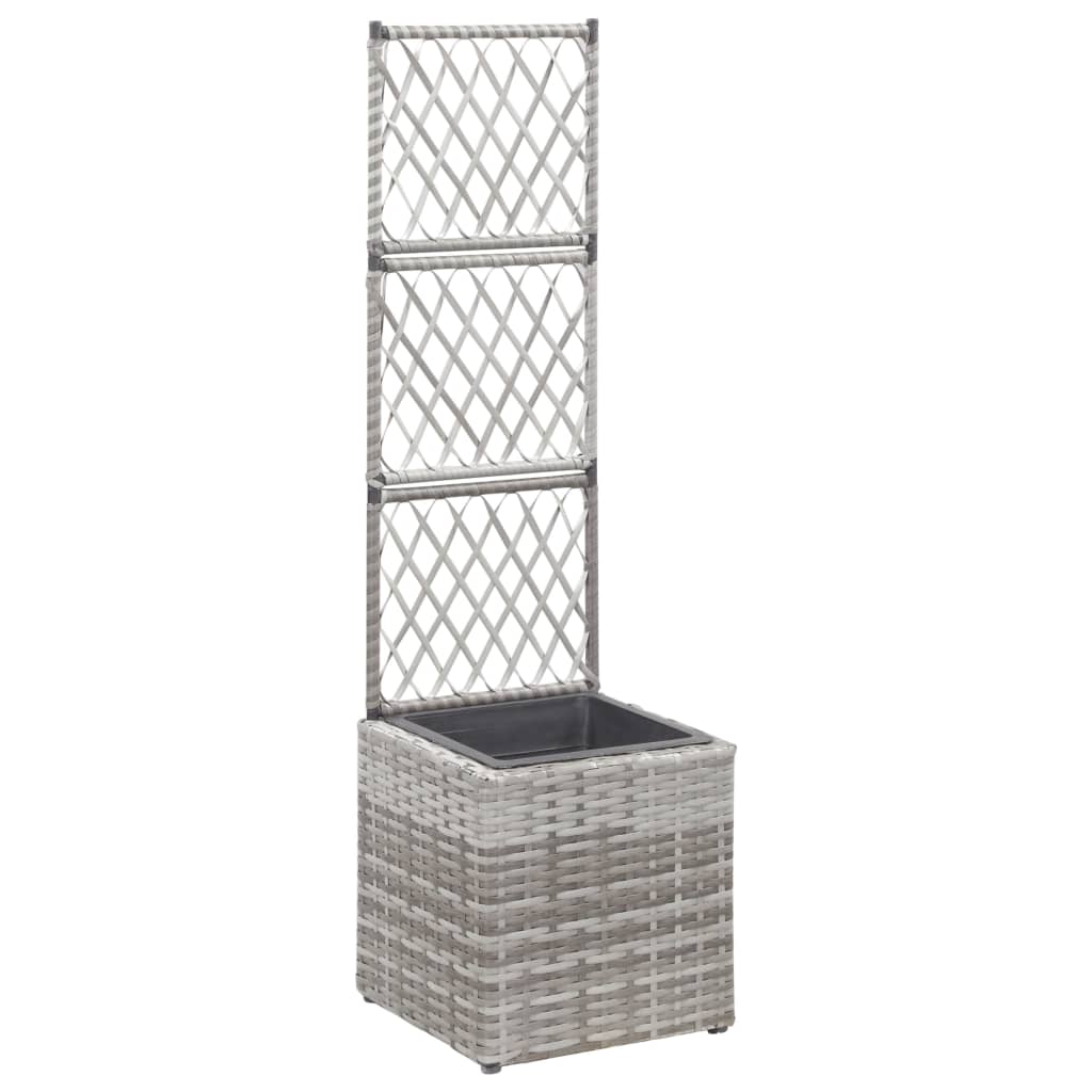 Vidaxl latwerkplantenbak élevé avec 1 pot 30x30x107 cm gris rattan