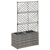 Vidaxl latwerkplantenbak verhoogd met potten 58x30x107 cm rattan grijs