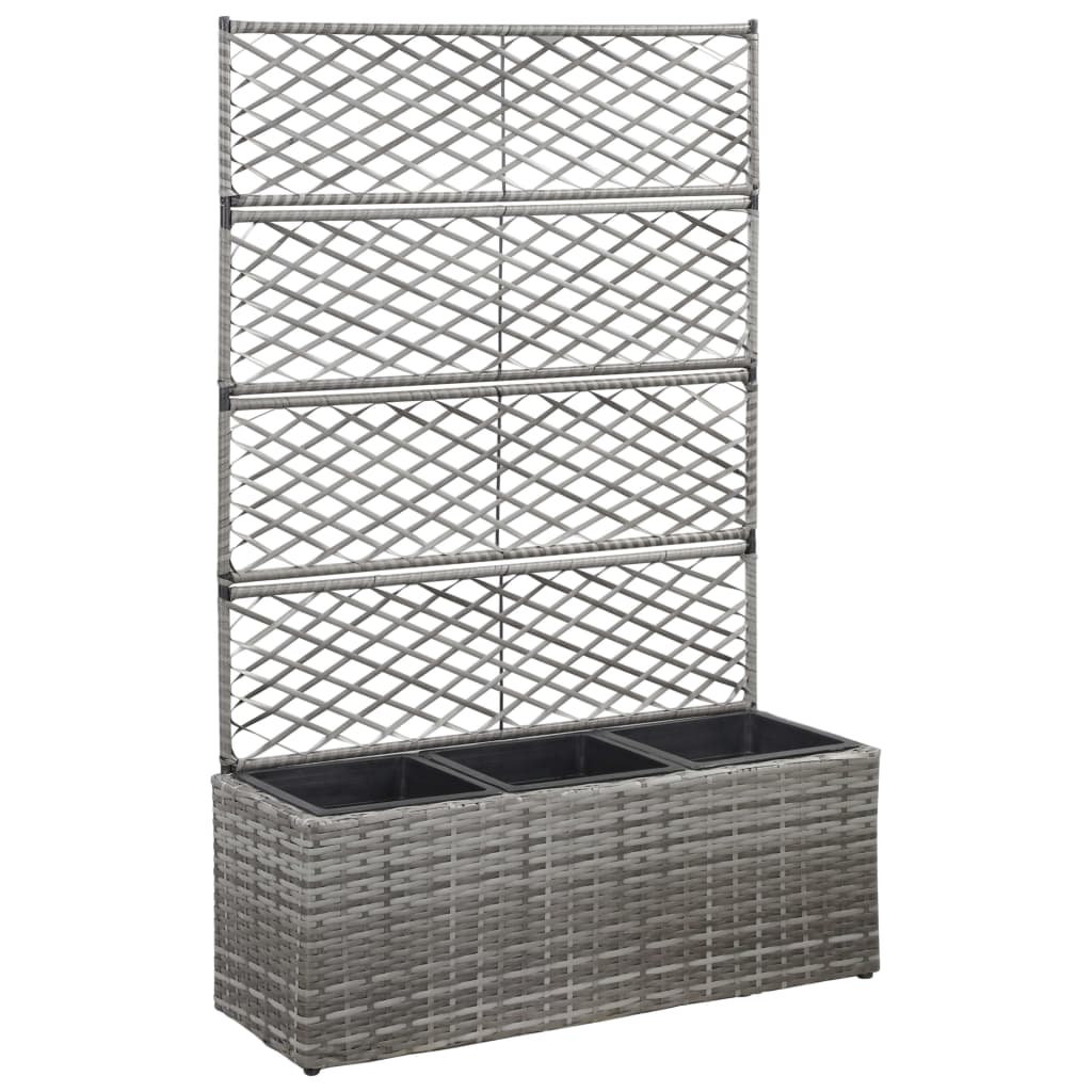 Vidaxl Latwerkplantenbak raised with pots 83x30x130 cm Rattan Gray