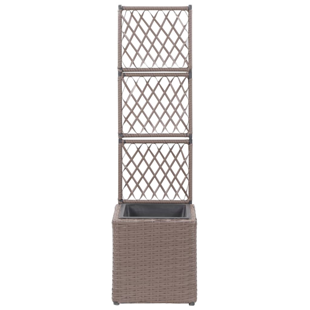 Vidaxl Latwerkplantenbak mit 1 Pot 30 x 30 x 107 cm Rattan Brown angehoben