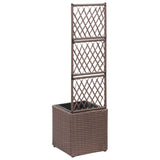 Vidaxl Latwerkplantenbak podniesiony z 1 garnkiem 30x30x107 cm rattan brąz