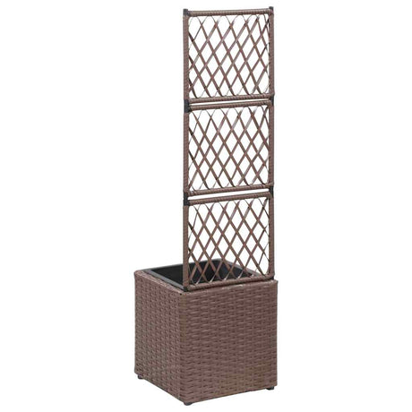 Vidaxl latwerkplantenbak verhoogd met 1 pot 30x30x107 cm rattan bruin
