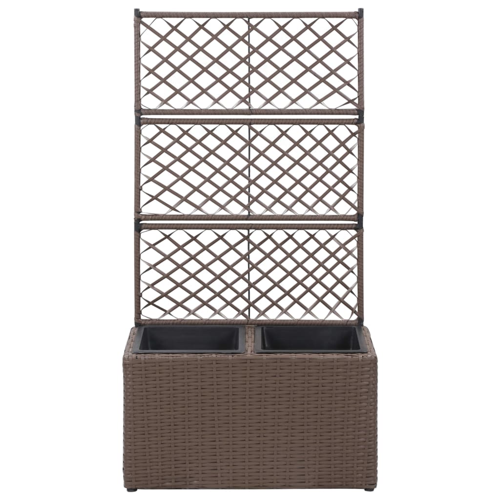 Vidaxl latwerkplantenbak mit Töpfen 58x30x107 cm Rattan Brown erhoben