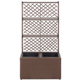 VidaXL Latwerkplantenbak raised with pots 58x30x107 cm Rattan brown