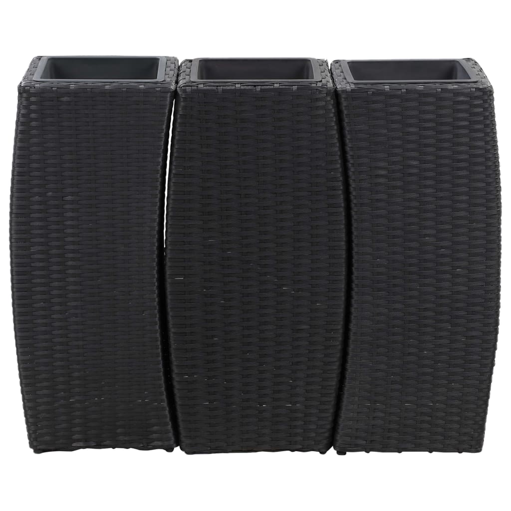 Le fioriere Vidaxl hanno allevato 3 St Poly Rattan Black