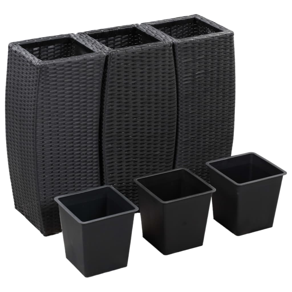 Le fioriere Vidaxl hanno allevato 3 St Poly Rattan Black