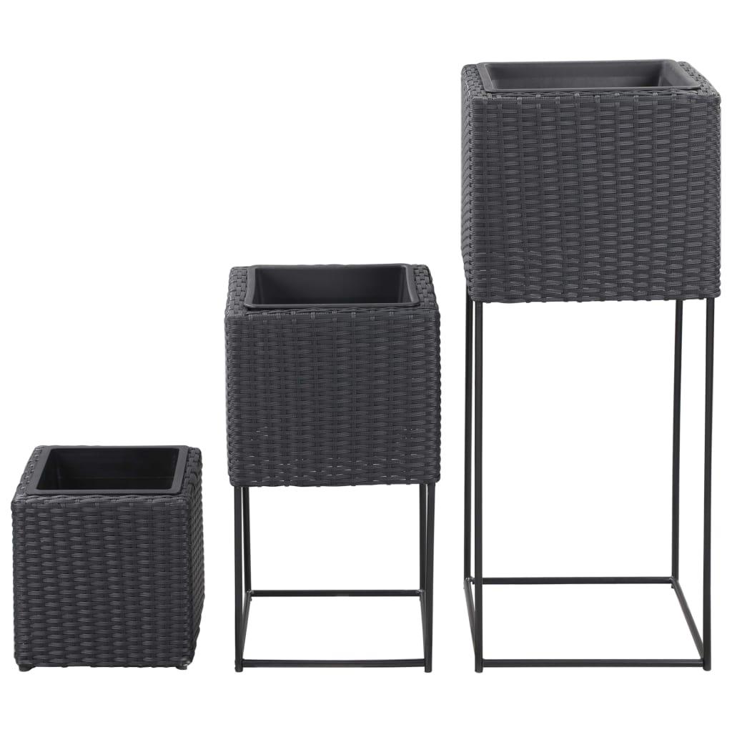 Le fioriere Vidaxl hanno allevato 3 St Poly Rattan Black