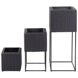 Vidaxl Planters raised 3 st poly rattan black