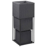 Vidaxl Planilniki so vzgajali 3 St Poly Rattan Black