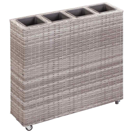 Vidaxl plantenbak verhoogd met 4 potten 80x22x79 cm poly rattan grijs