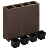 VIDAXL -Pflanzer mit 4 Töpfen 80x22x79 cm Poly Rattan Brown angehoben