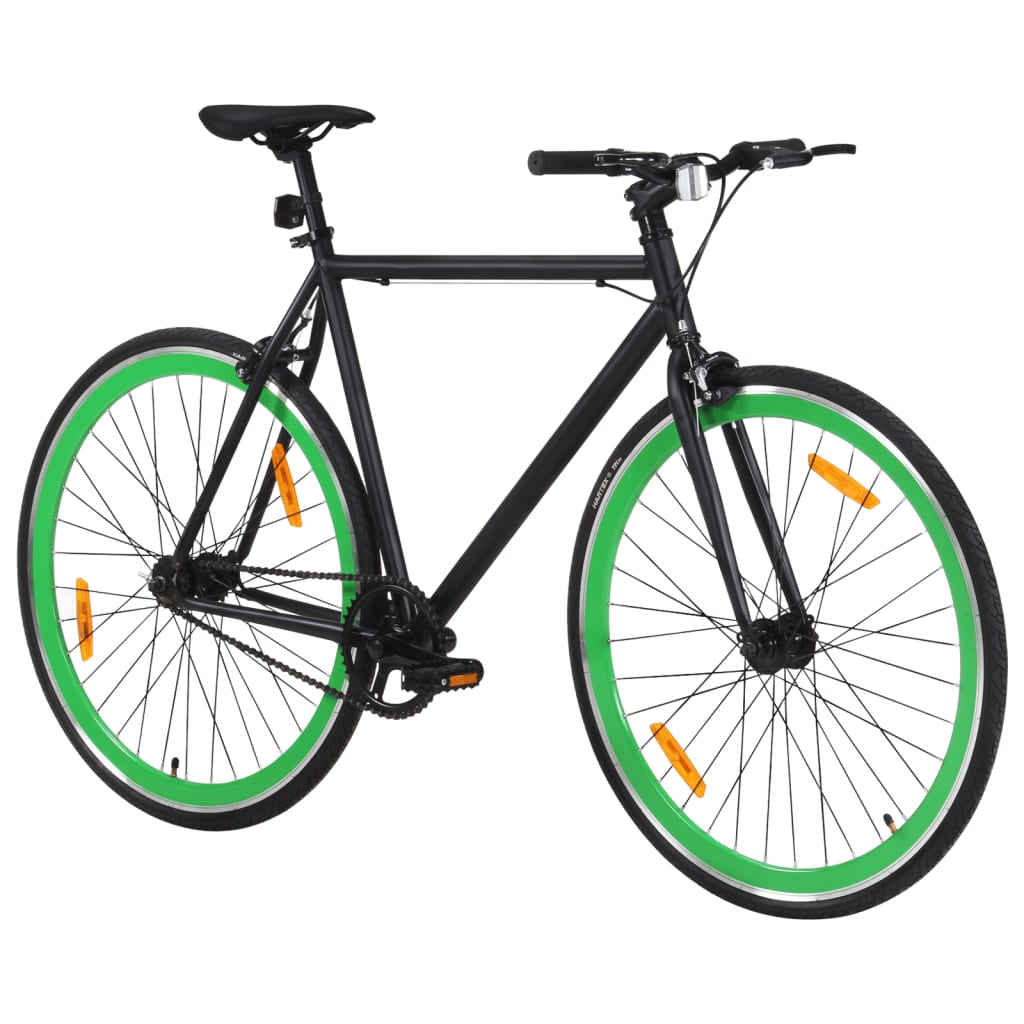 Bicicleta Vidaxl con engranaje fijo 700 C 55 cm negro y verde