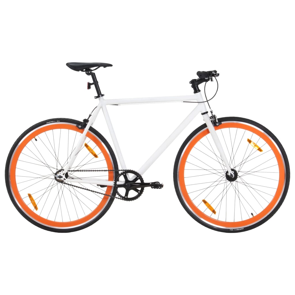 Bicicleta Vidaxl con engranaje fijo 700 C 51 cm blanco y naranja