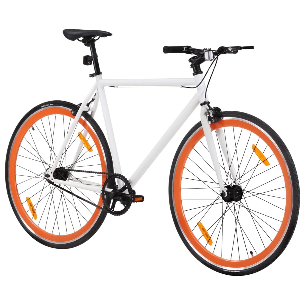 Vidaxl cykel med fast gear 700 c 51 cm hvid og orange