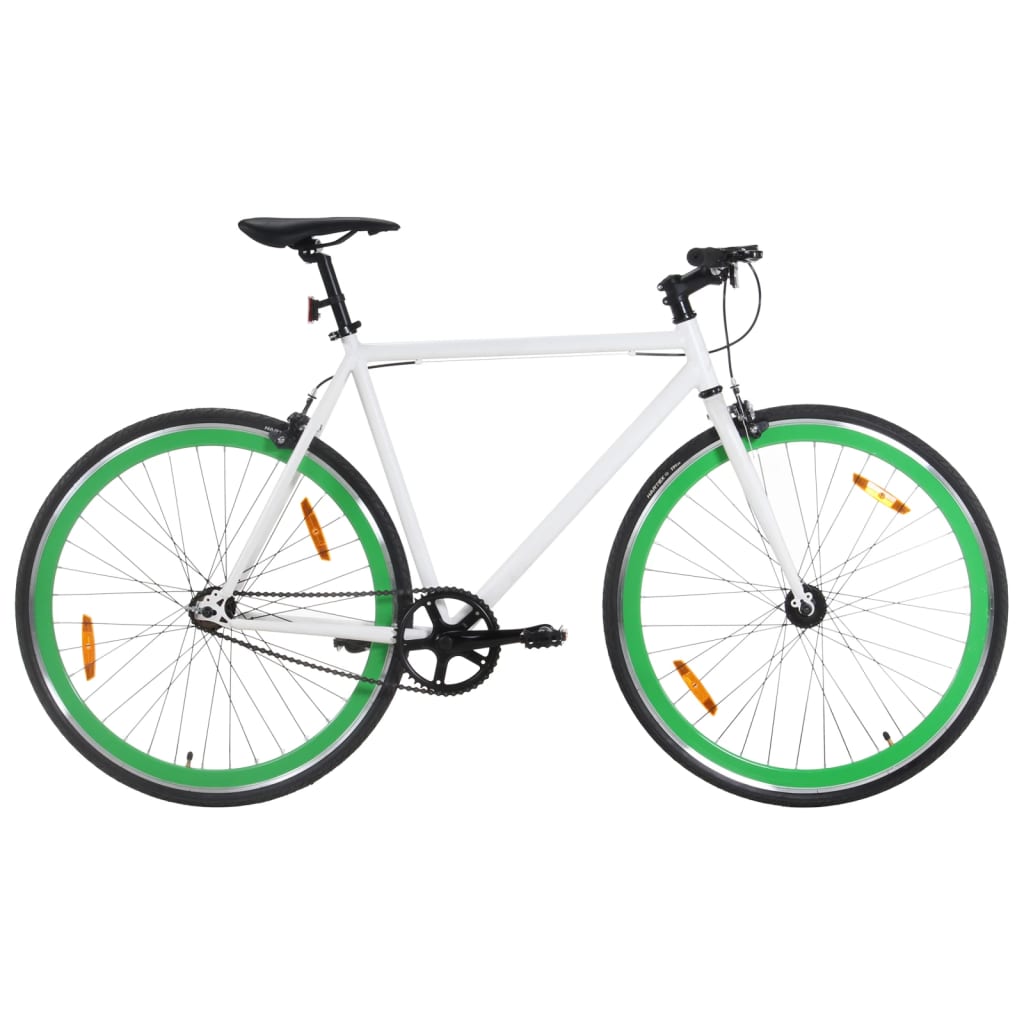 Bicicleta Vidaxl con engranaje fijo 700 C 51 cm blanco y verde