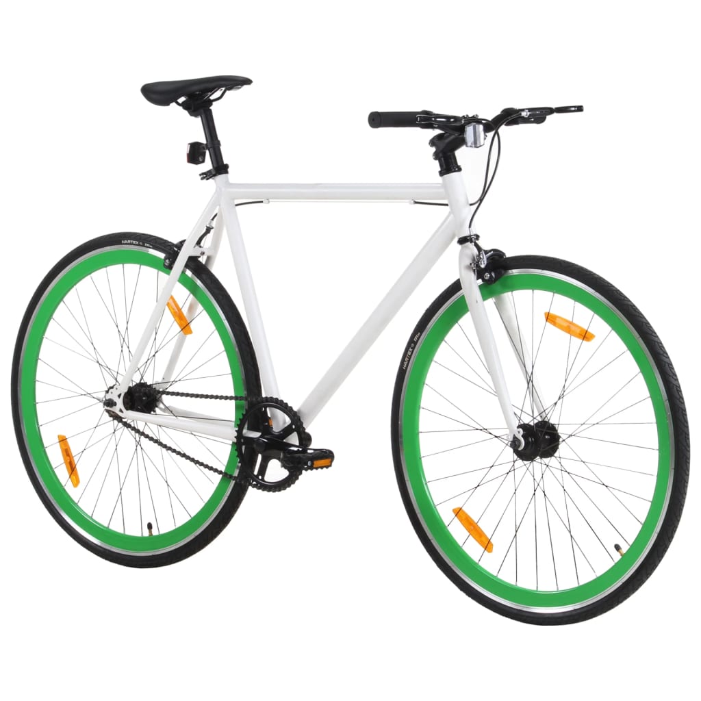 Bicicleta Vidaxl con engranaje fijo 700 C 51 cm blanco y verde