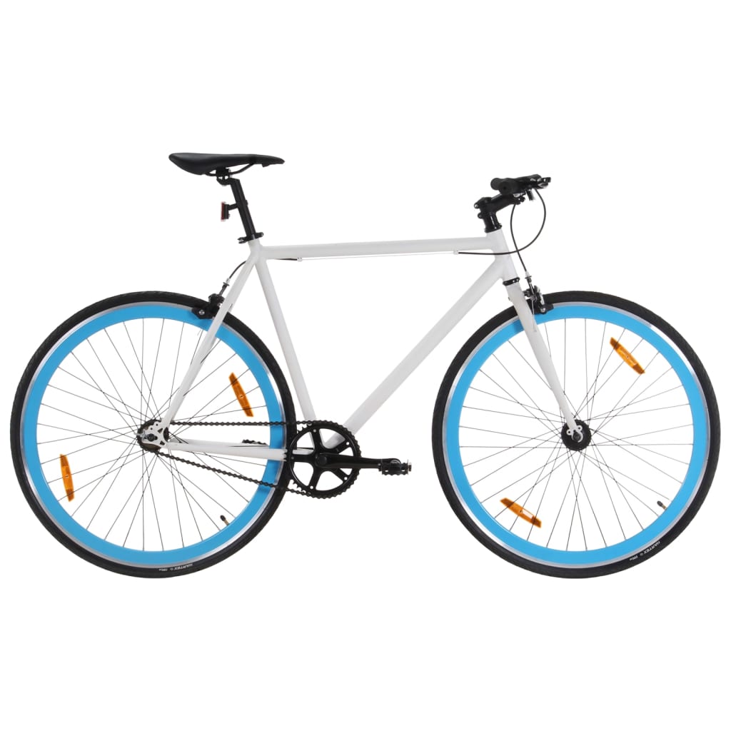 Bicicleta Vidaxl con engranaje fijo 700 C 51 cm blanco y azul