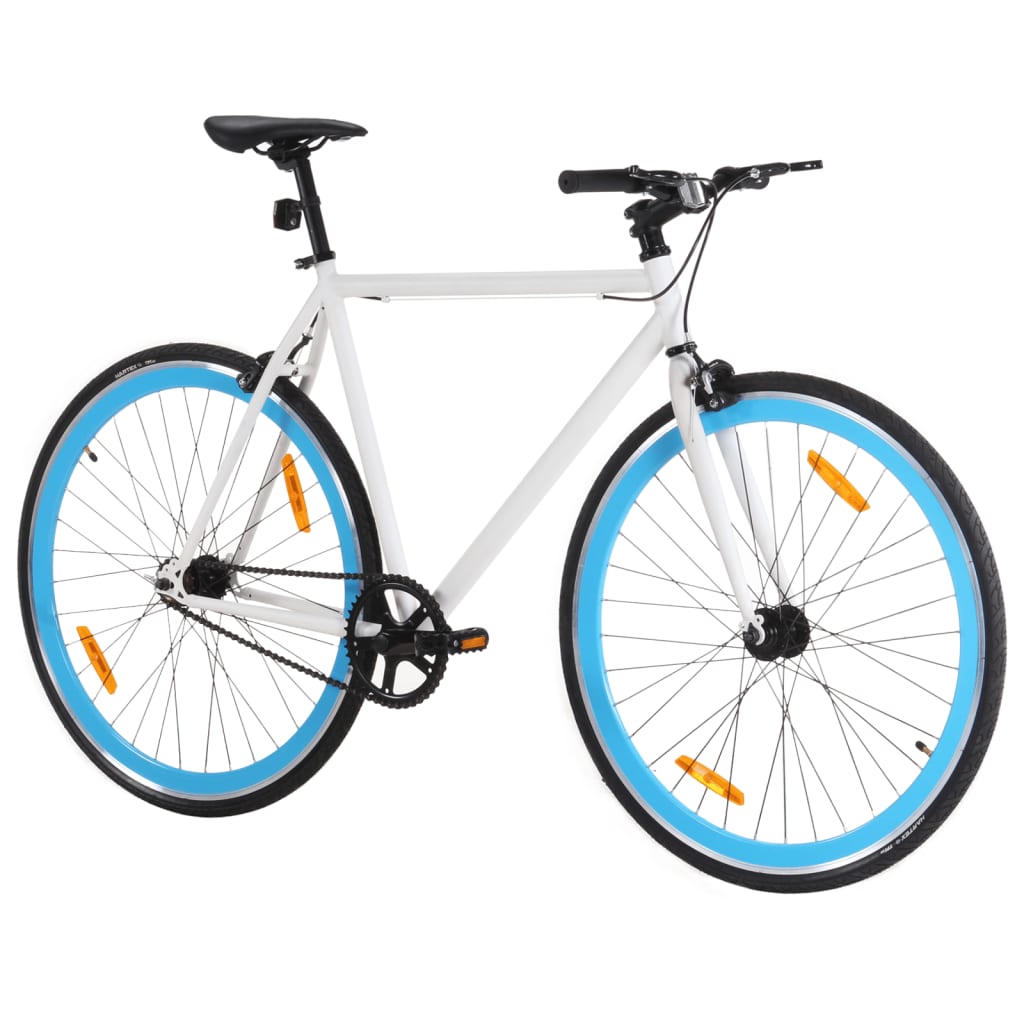 Bicicleta Vidaxl con engranaje fijo 700 C 51 cm blanco y azul