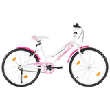 Vidaxl Bike per bambini da 24 pollici rosa e bianco