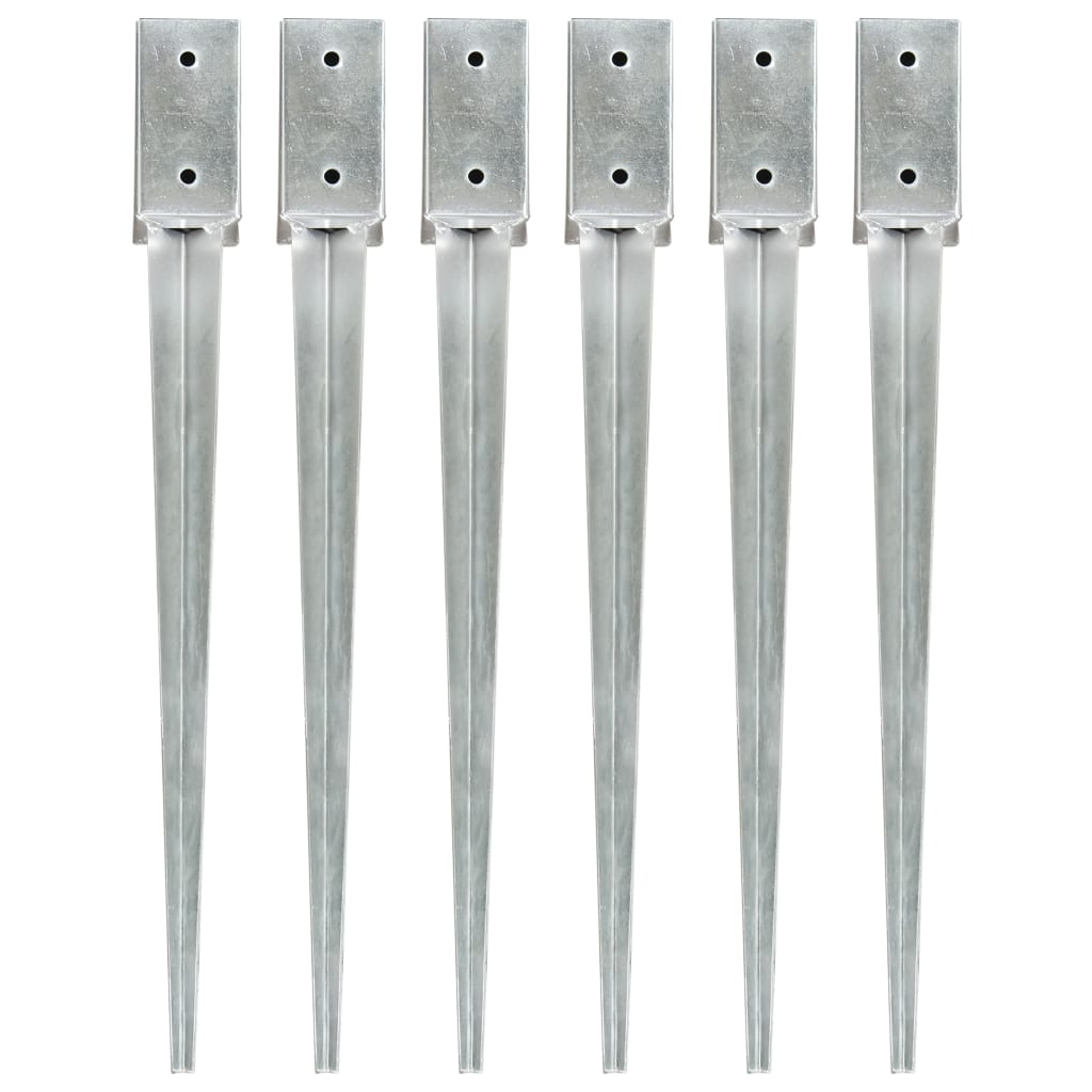 Vidaxl ground pins 6 pcs 7x7x75 cm galvanized steel silver colored