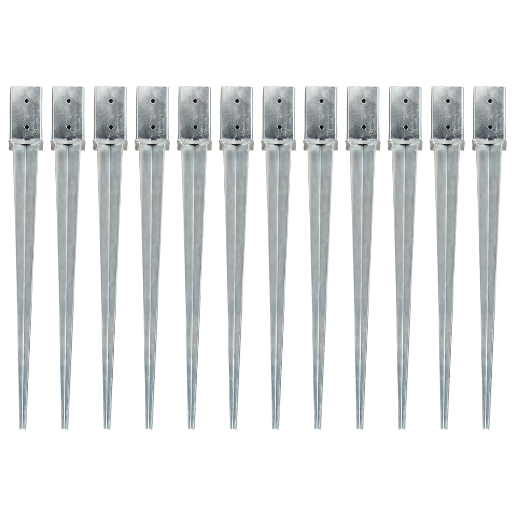 Vidaxl Ground pins 12 pcs 8x8x91 cm galvanized steel silver colored