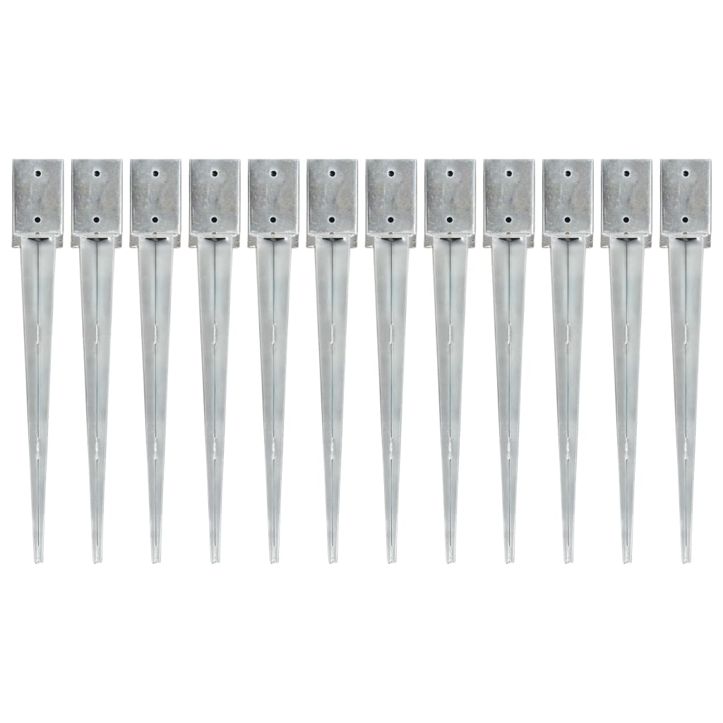 Vidaxl gemahlene Stifte 12 PCs 9x9x75 cm verzinkter Stahl Silber gefärbt