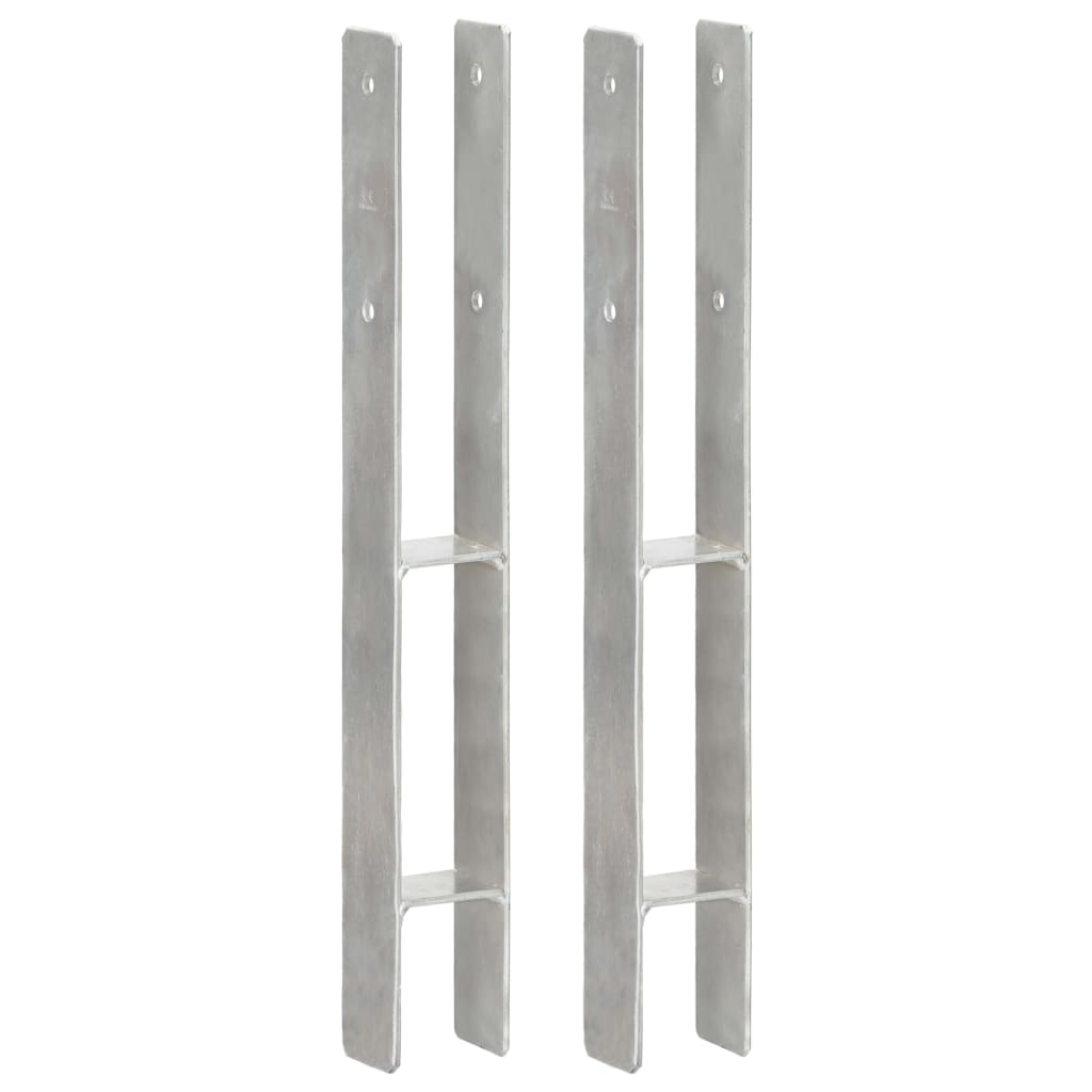 Vidaxl grondankers 2 st 7x6x60 cm gegalvaniseerd staal zilverkleurig