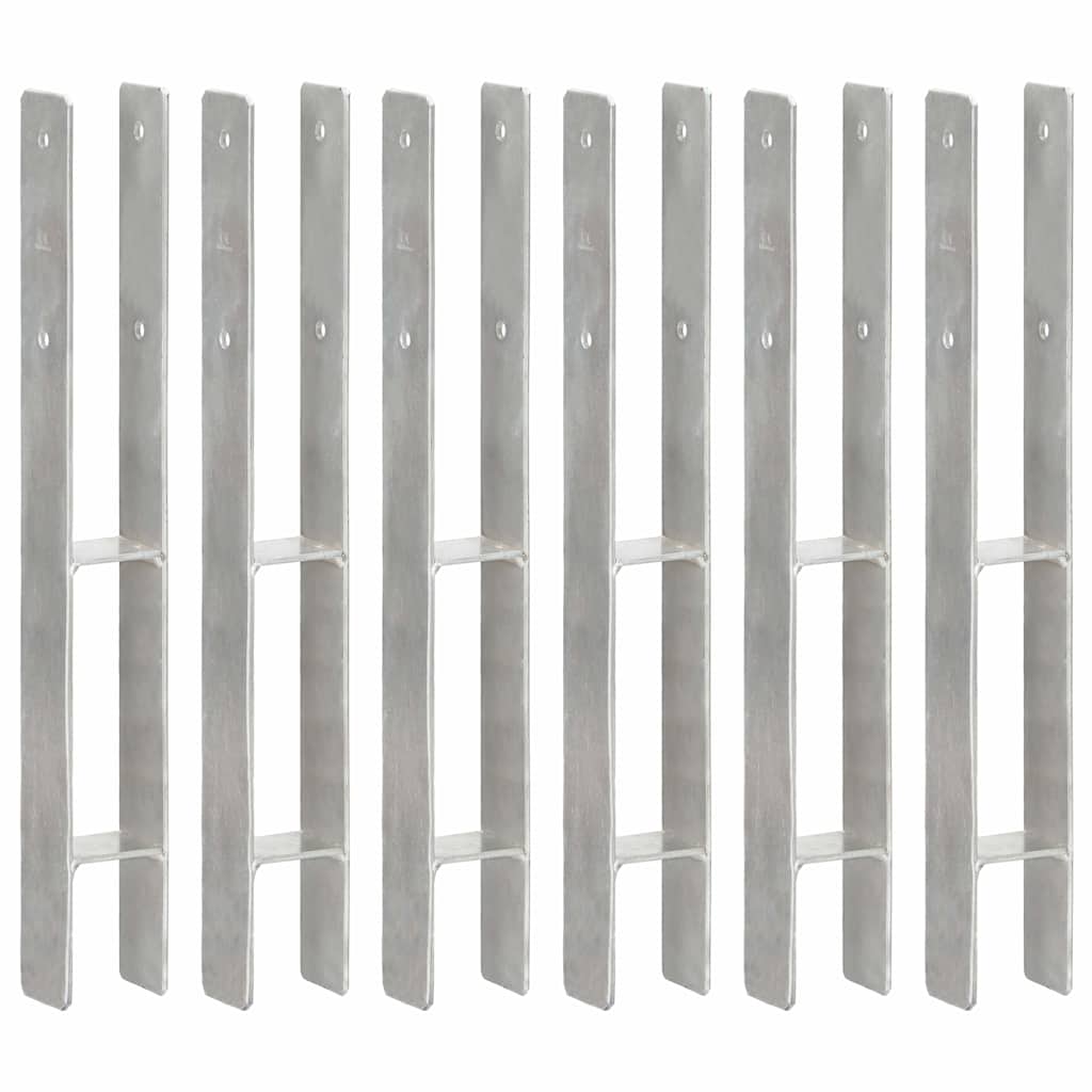 Vidaxl grondankers 6 st 7x6x60 cm gegalvaniseerd staal zilverkleurig