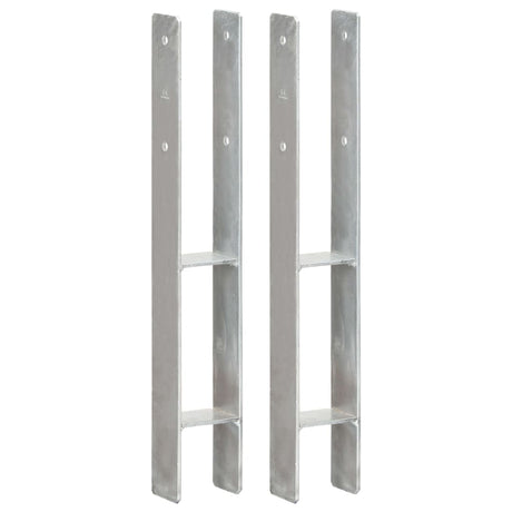 Vidaxl grondankers 2 st 8x6x60 cm gegalvaniseerd staal zilverkleurig