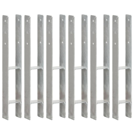 Vidaxl grondankers 6 st 8x6x60 cm gegalvaniseerd staal zilverkleurig