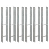 Vidaxl grondankers 6 st 9x6x60 cm gegalvaniseerd staal zilverkleurig