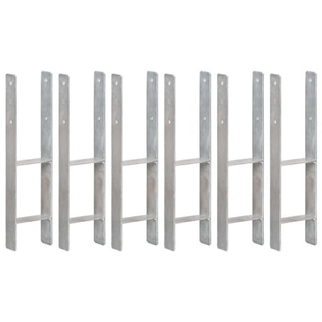 Vidaxl grondankers 6 st 14x6x60 cm gegalvaniseerd staal zilverkleurig