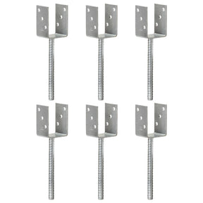 Vidaxl grondankers 6 st 7x6x30 cm gegalvaniseerd staal zilverkleurig